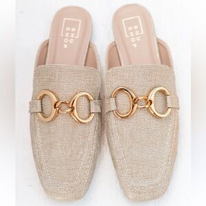 Shu Shop Andromedia slip on mule in gold tone